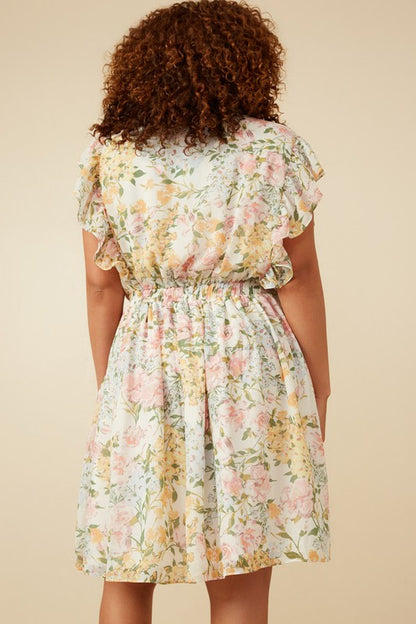 Soft Floral Ruffle Dress | Curve