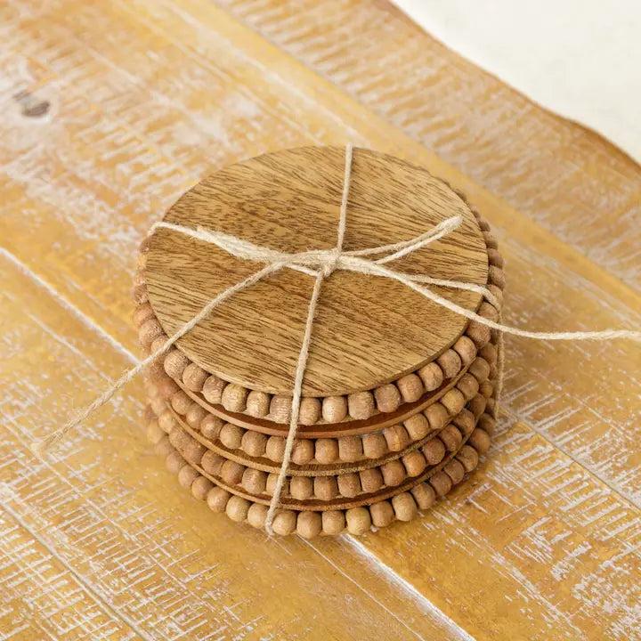 Beaded Mango Wood Coasters