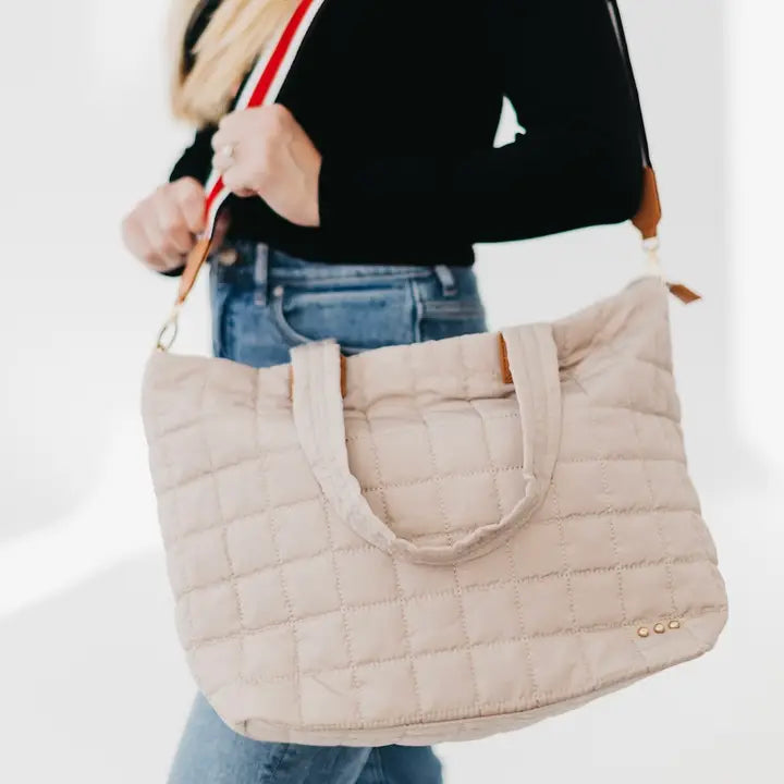 Day Dreamer Quilted Tote Bag | Tan