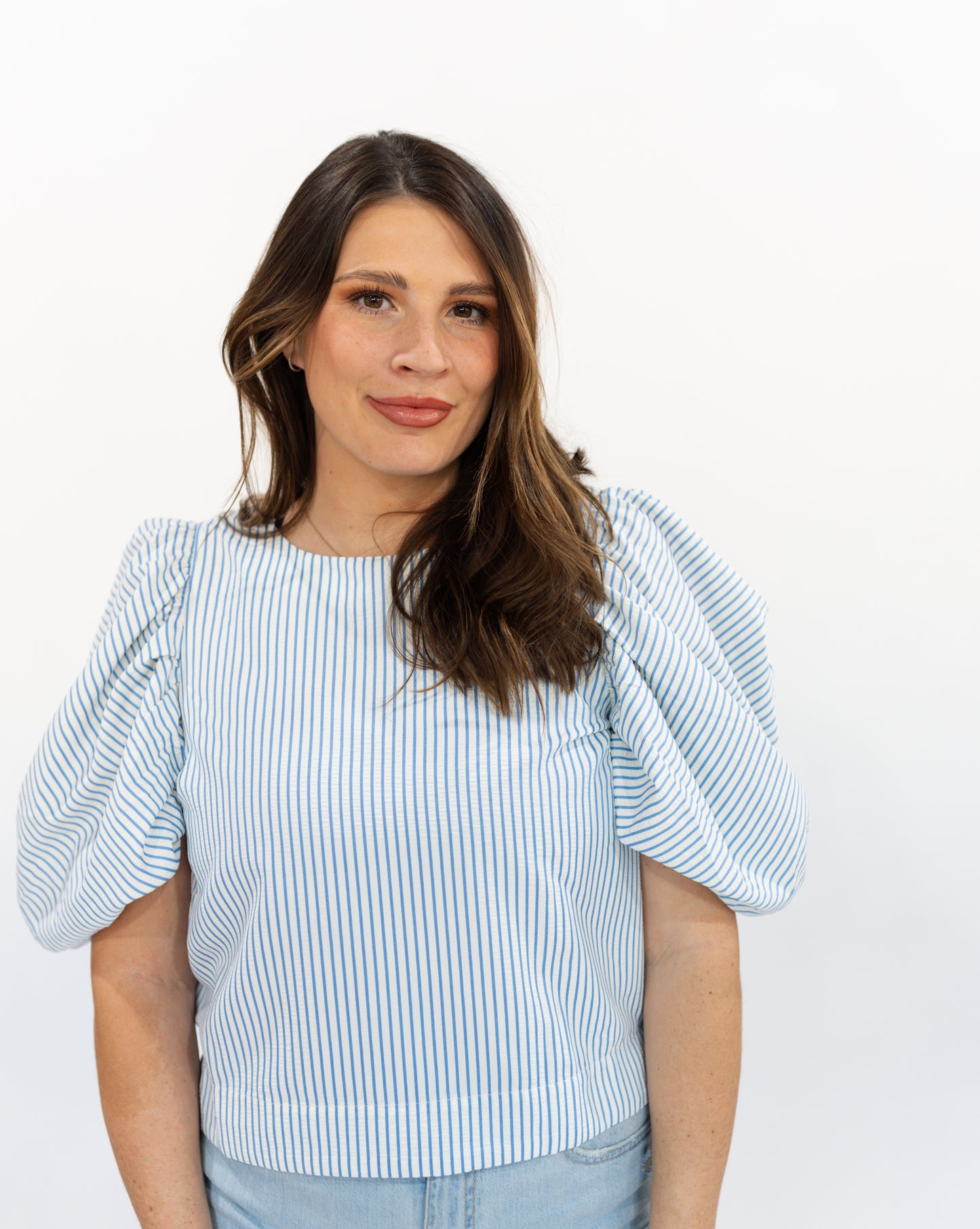 Pinstripe Blouse | Baby Blue