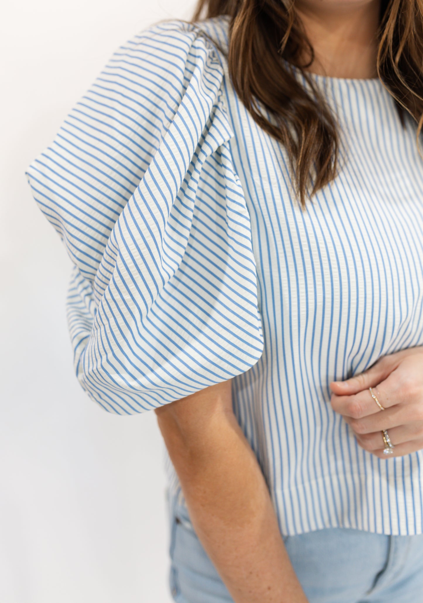 Pinstripe Blouse | Baby Blue