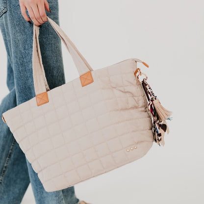 Day Dreamer Quilted Tote Bag | Tan