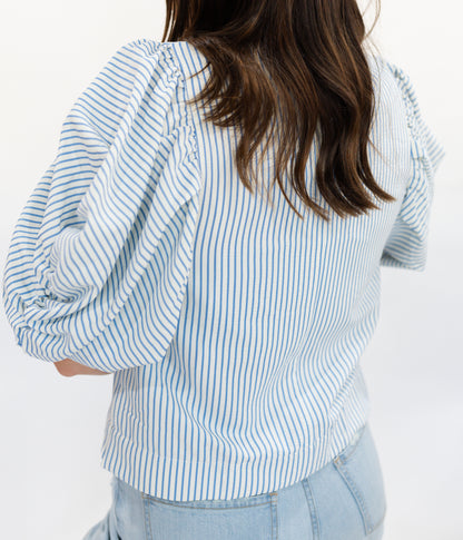 Pinstripe Blouse | Baby Blue