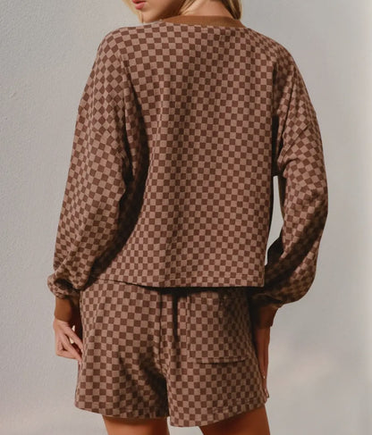 Checkered Lounge Set | Brown