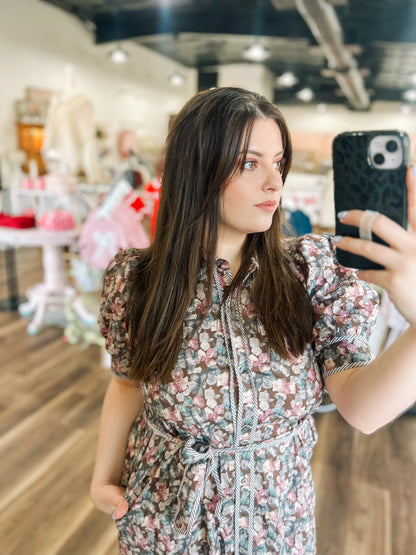 Neutral Floral Midi Dress