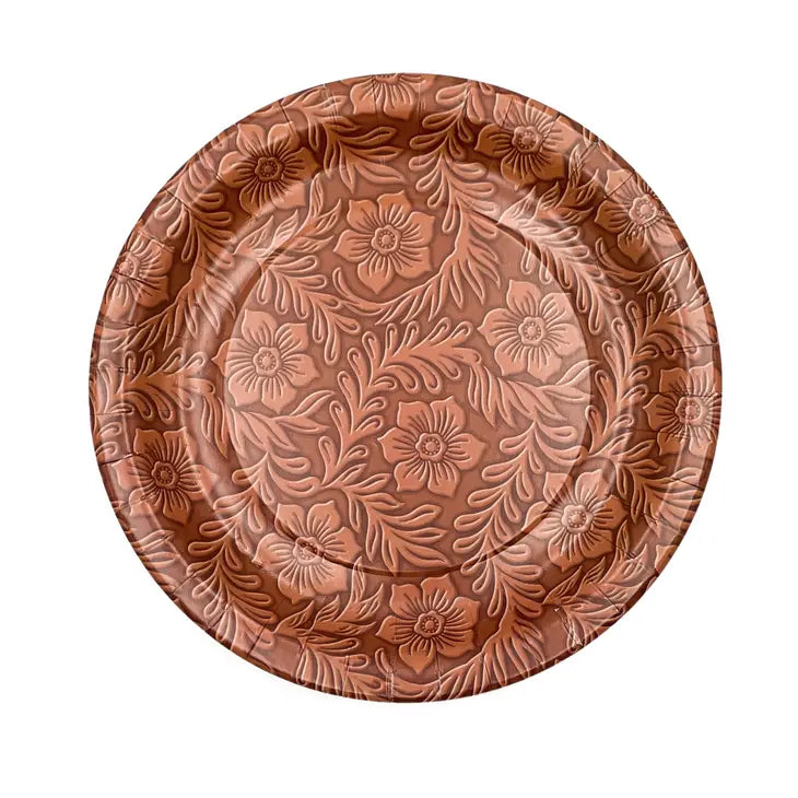 Tooled Leather Dinner Plates