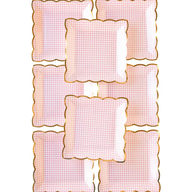 Pink/Gold Gingham Plates