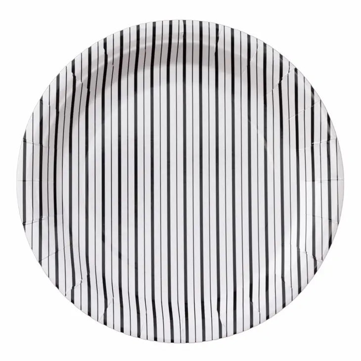 Black/White Stripe Plates