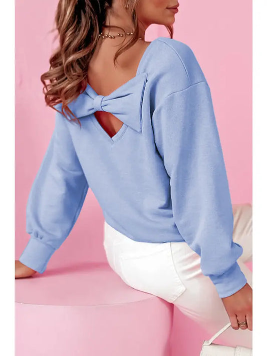 Cutesy Bowknot Sweatshirt | Sky Blue