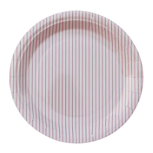 Pink/Shite Stripe Plates