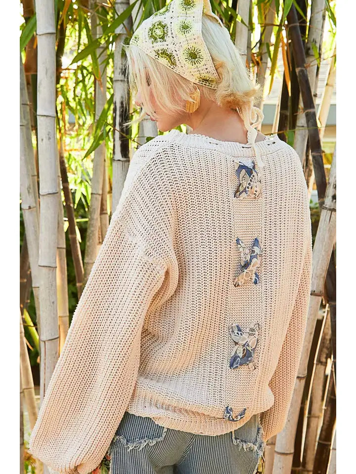 Pearl Solid Sweater w/Back Detail